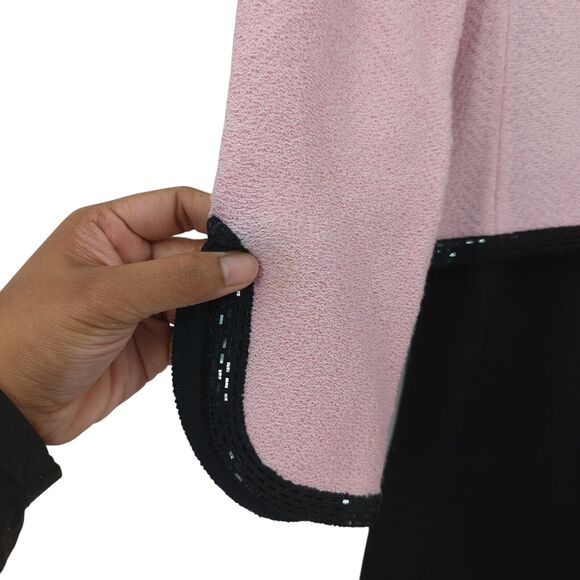 St John Women 2 Suit Set Pink Black Blazer Pants Santana Knit Pleated Paillettes - Picture 14 of 15